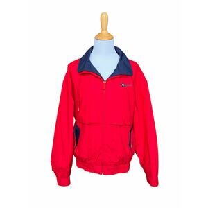 VTG 80s-90s Gear for Sports Womens Red Windbreaker Zip Bomber Jacket Size Small